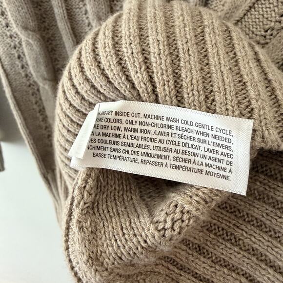 Beige Cable Knit Sweater V Neck Fitted Long Sleeve Cotton Ribbed Y2K Preppy XS - Picture 11 of 11